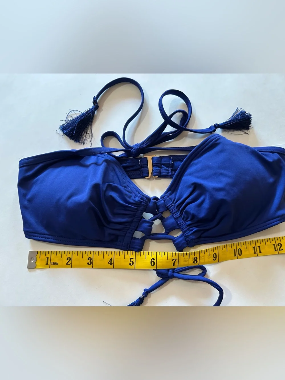 NWT Michael Kors Azurite Blue Tie-Front Bandeau Bikini Top Cruise Collection